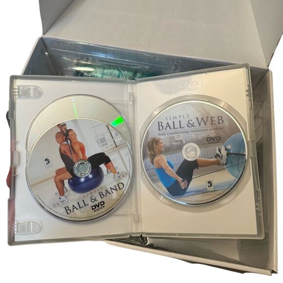 NEW 3-in-1 Fitness Ball Workout Kit Book DVD Set + Bands Pump Complete Set - Picture 6 of 7